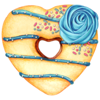 aquarelle main tiré cœur en forme de Donut png
