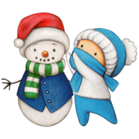 aquarelle mignonne enfant fabrication une bonhomme de neige png