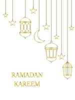 Outlined Vector illustration of Arabic lantern ornament. Suitable for design element of Ramadan Kareem greeting template. Ramadan Kareem theme background template