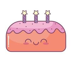 kawaii cumpleaños pastel vector