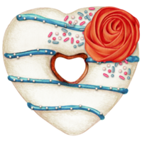 waterverf hand- getrokken hart vormig donut png