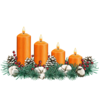 watercolor hand drawn advent candles decoration png