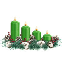 watercolor hand drawn advent candles decoration png
