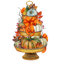 acuarela mano dibujado otoño decorado escalonado bandeja png