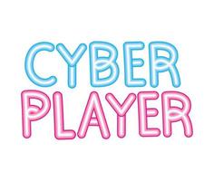 neon cyber player signboard vector