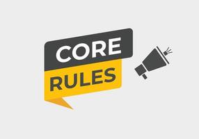 Core Rules Button. Speech Bubble, Banner Label Core Rules vector