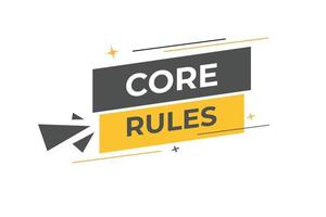 Core Rules Button. Speech Bubble, Banner Label Core Rules vector