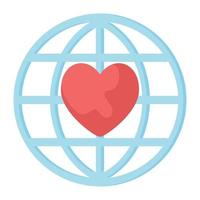 earth globe with a heart vector