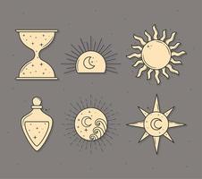 astrology items set vector