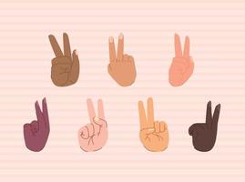 seven diverse hands vector