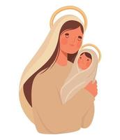 saint mary and jesus vector