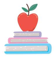 textbooks and apple vector