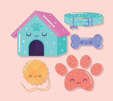 five pets icons vector