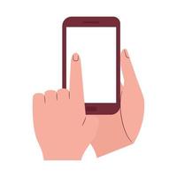 hands with smartphone vector