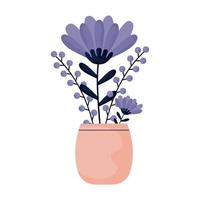 violet flowers bouquet vector