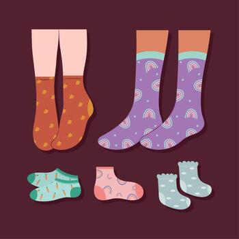 colored socks bundle vector