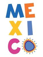 colored mexico lettering vector