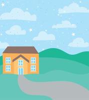 house on landscape vector