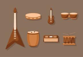seven music instruments vector