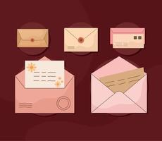 five letter envelopes vector