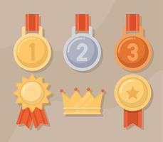 golden medals and crown vector
