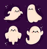 four cute ghosts vector