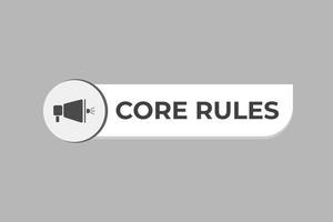 Core Rules Button. Speech Bubble, Banner Label Core Rules vector