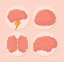 four colored brains vector