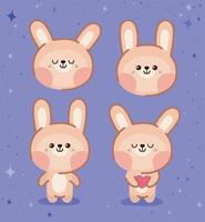 four bunnies group vector