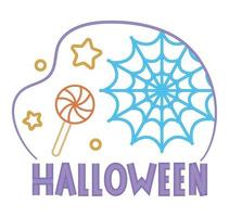 halloween lettering and spider web vector