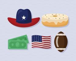 usa icons set vector