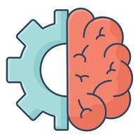 brain and cogwheel vector