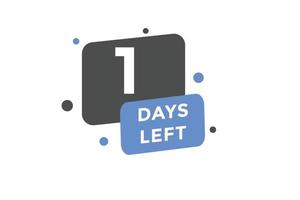 1 days Left countdown template. 1 day Countdown left banner label button eps 10 vector