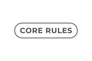 Core Rules Button. Speech Bubble, Banner Label Core Rules vector