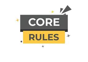 Core Rules Button. Speech Bubble, Banner Label Core Rules vector