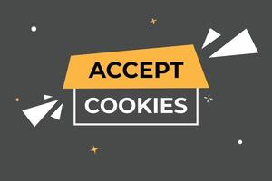 accept cookies Button. web template, Speech Bubble, Banner Label accept cookies. sign icon Vector illustration