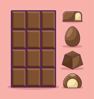 five chocolate slices vector