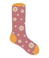 sock with flowers vector