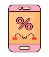 kawaii cellphone design vector