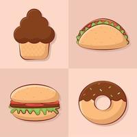 fast food items set vector