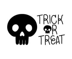 trick or treat letters and skull vector