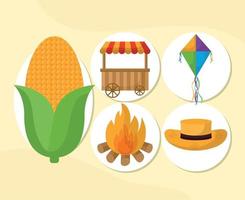 party junina icons vector