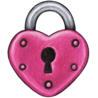 Watercolor hand drawn heart shaped lock png