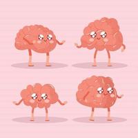 four cute brains vector