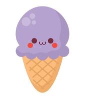 ilustración de helado kawaii vector