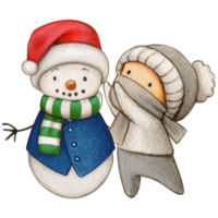 aquarelle mignonne enfant fabrication une bonhomme de neige png