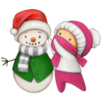 aquarelle mignonne enfant fabrication une bonhomme de neige png