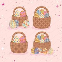 four eggs basket vector