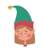 cute elf woman face illustration vector