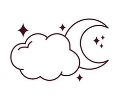 Luna y nube minimalista tatuaje vector